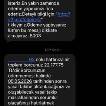 Vodafone'un Pasif Numaralara Çifte Fatura Kesmesi Ve Limit İhlali