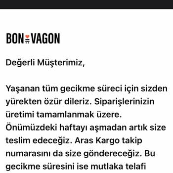 Bonvagon Siparişim Kargoya Çıkmadı, Oyalayıcı Cevaplar Ve İptal Engeli
