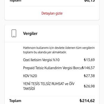 Vodafone Faturalı Hatta Şaşırtıcı Fatura Artışı Ve Gizli Vergi Ücretleri