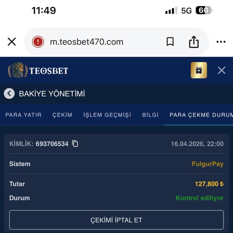 Teosbet’ten 127.800 TL Çekim İşleminin Gecikmesi Ve Açıklama Eksikliği