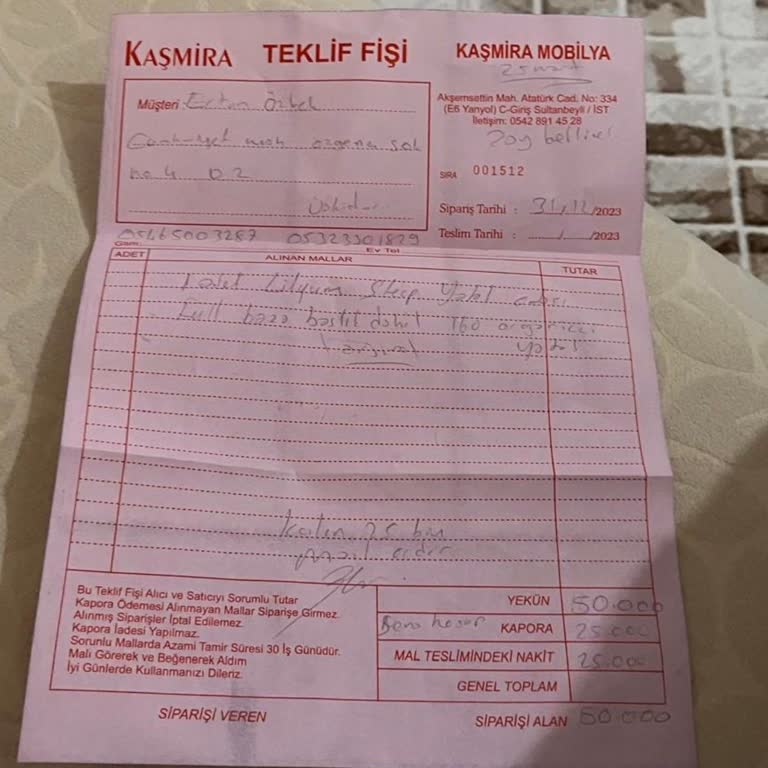 Kaşmira Mobilya'dan Garanti Kapsamındaki Raylı Tutmaç Kırığı İçin Ücretsiz Onarım Ve Parça Değişimi Talebi