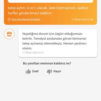 G Ve C Harfleri Yanlış Gönderildi, İade Talebi