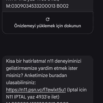 N11'den Gelen Anket SMS'leri Kesilmiyor