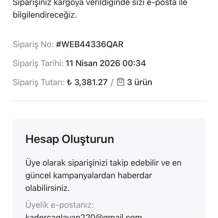 Qarmacha Sitesinde Siparişim Kargoya Verilmedi, Kredi Kartı İadesi Talebi