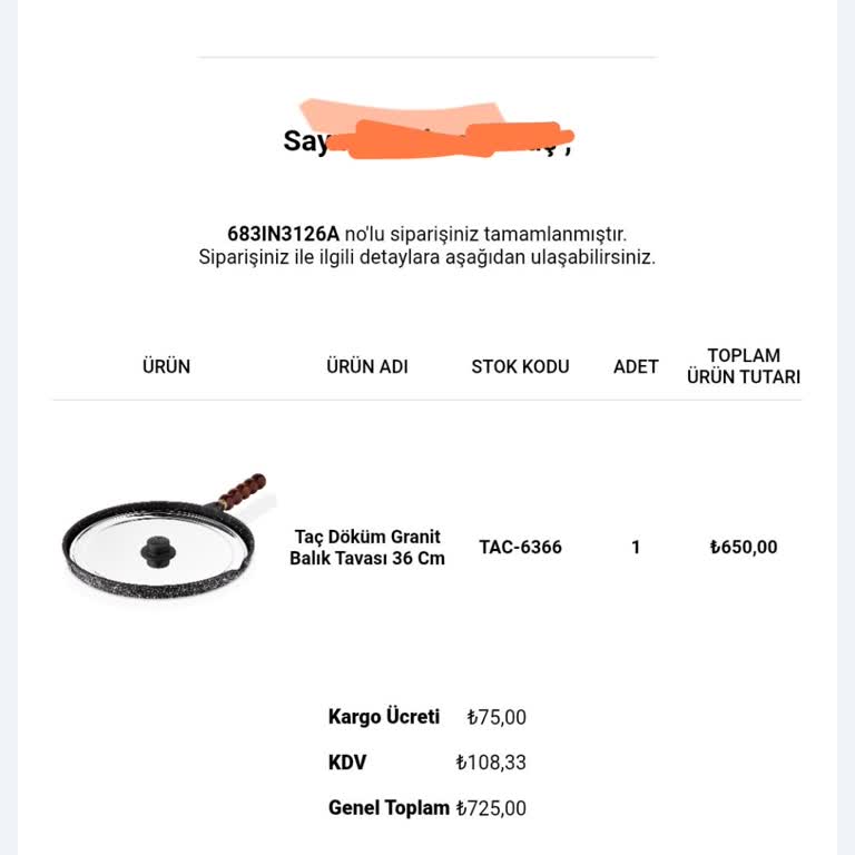 Taç Mutfak Siparişim Kargolanmadı