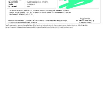 Ziraat Bankası Mobil Uygulamada Yetkisiz 639,99 TL Ve 139 TL Çekimlerin İadesi