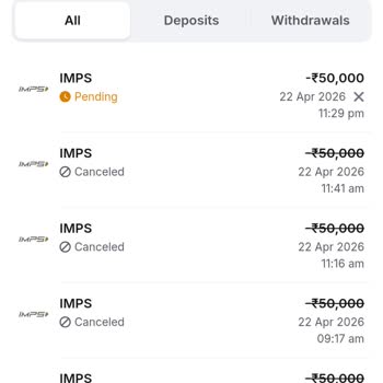 1win IMPS Withdrawal Delay and No Credit to Bank Account