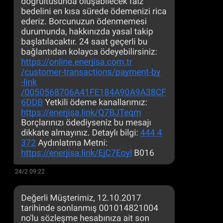 Enerjisa'dan Aboneliğim Olmadığına Rağmen Gelen Yanıltıcı SMS Bildirimleri
