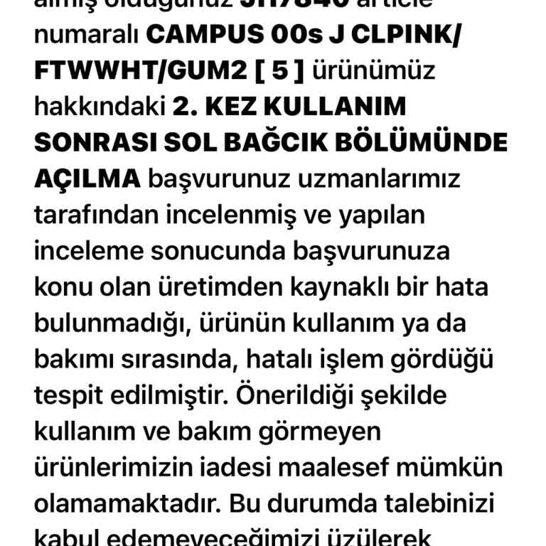 Az Kullanılmış Adidas Campus Ayakkabısının Ön Kısmı Yırtıldı, Şirket Müşteri Hatası İddia Ediyor
