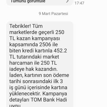 Tombank Hadi Kart Kampanya İade Ve Taksit Sözünü Yerine Getirmiyor