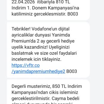Vodafone Ücretsiz Yan Haklarım İçin Aldığım Haksız Ücretlerin Geri Ödenmesi Gerekiyor