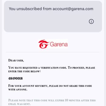 Garena Email Unsubscribed and Not Receiving Bind Codes
