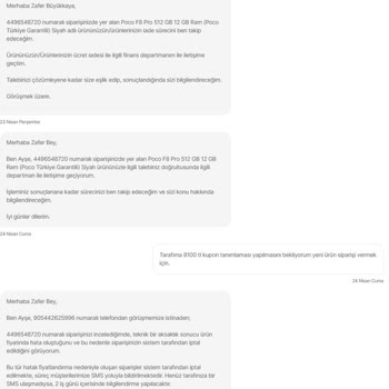 Poco F8 Pro İçin Kredi Kartı Ödemesi Reddi Ve Fiyat Farkı Nedeniyle Sipariş İptali