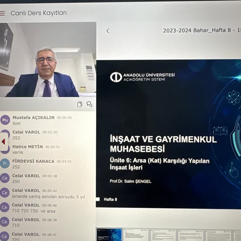 İnşaat Ve Gayrimenkul Muhasebesi Dersi Yüzeysel Anlatım Ve Eski Video Materyalleri