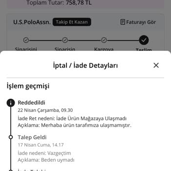 İade Redleri Ve Yetersiz Müşteri Desteği Nedeniyle 1.357 TL Geri Ödeme Talebi