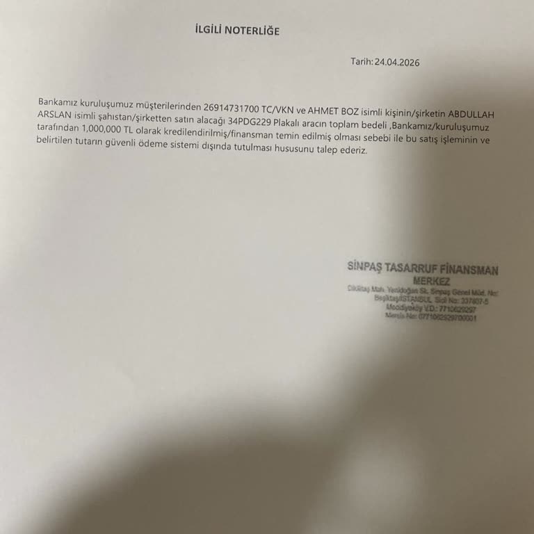 Sinpaş Yapı Tasarruf Sandığı Otomotiv Aracımın Satışında Eksik Para Ve Sigorta Kesintisi