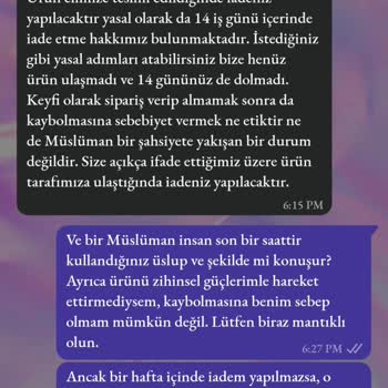Melek Kaya Hijab Teslim Edilmeyen Ürün İadesi Geri Ödenmedi Ve Satıcı Uygunsuz Hakaretlerde Bulundu