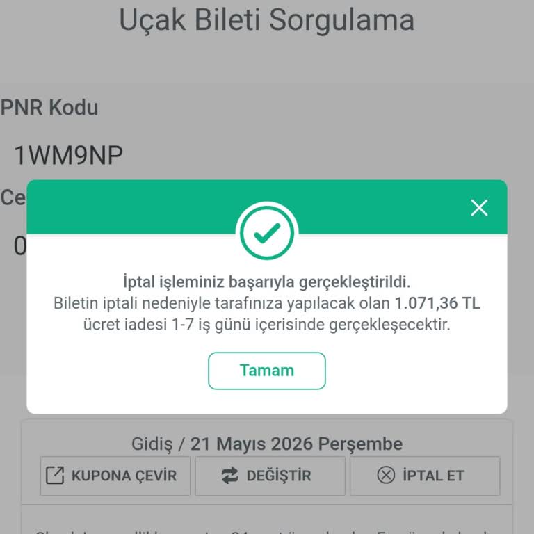 Pegasus’ta Yanlış İptal Sonrası Düşük İade Tutarı