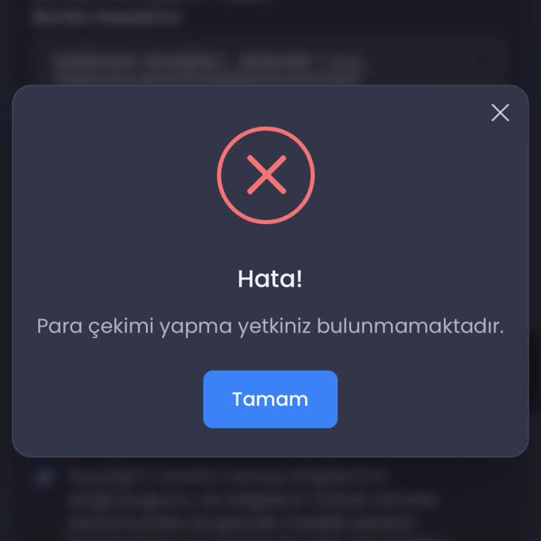 Para Çekimi Yetkisi Olmadığı Hatası Nedeniyle 1200 TL Bakiyem Erişilemiyor