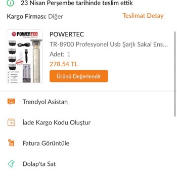 Trendyol Ve Happy Kargo Teslim Edildi Görünen Tıraş Makinesi Adrese Ulaşmadı