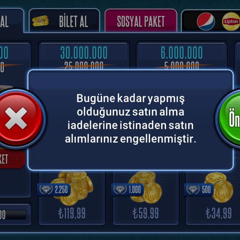 101 Okey Hesabımda Çip Alımı Engellendi Engelin Kaldırılmasını Talep Ediyorum