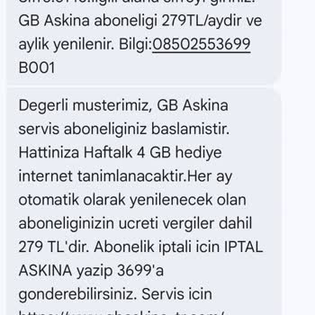 Türk Telekom'dan İzinsiz GB Aşkına Aboneliği Ve 279 TL Ücret İtirazı