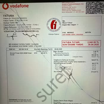 Vodafone Mobil Ödemede Yetkisiz 2730 TL İşlem Ve İade Talebi