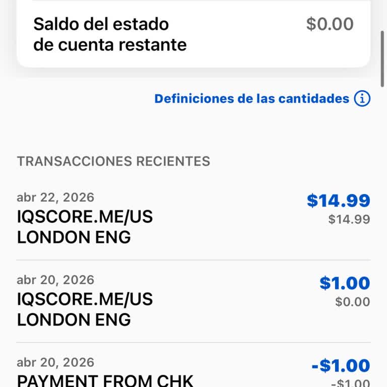 Cobro tras prueba única de IQScore.ME, solicito cancelación y reembolso