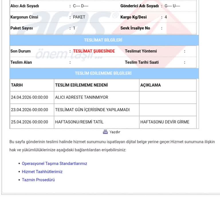 Aras Kargo Engelli Babamın Acil Tedavisi İçin Gönderilen Kargoyu Teslim Etmedi