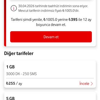 Vodafone'dan Yüksek Ücretli Ve Yetersiz Tarife Teklifi