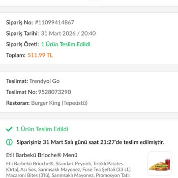 Burger King Ümraniye Şubesinde Sürekli Yanlış Ve Eksik Siparişler