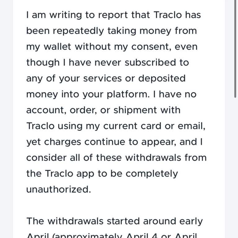 Tracelo Unauthorized Billing Needs Refund and Account Block