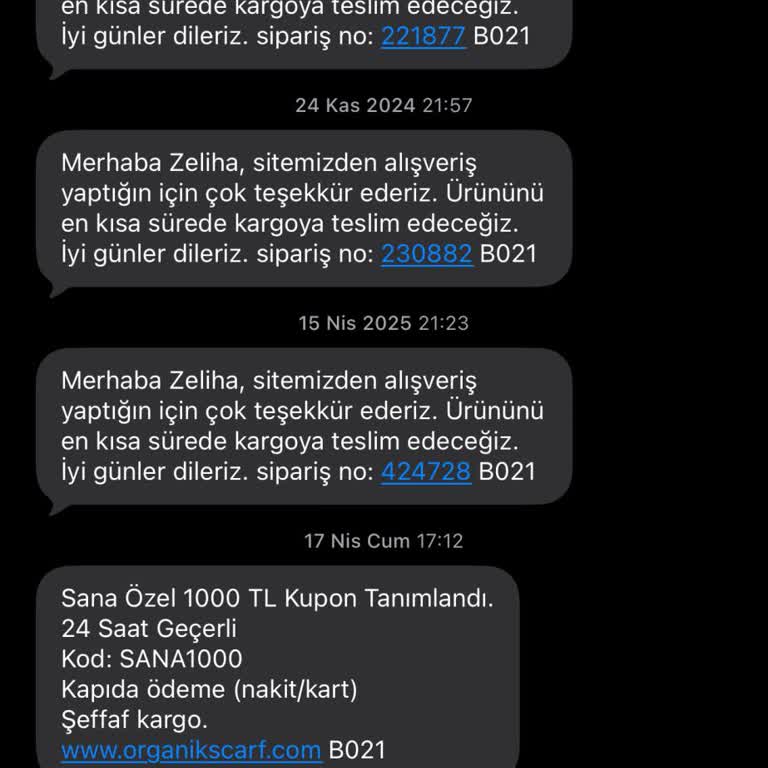 Organic Scarfs Kargoya Çıkmayan Siparişler ve Tekrarlanan Aynı Cevaplar