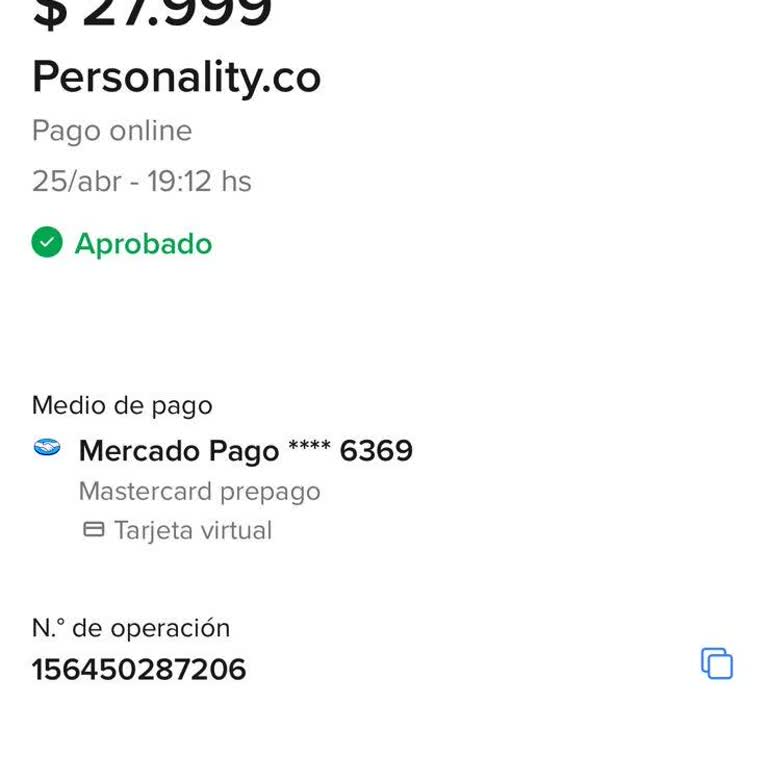 Personality.co, solicito reembolso de un cobro no autorizado