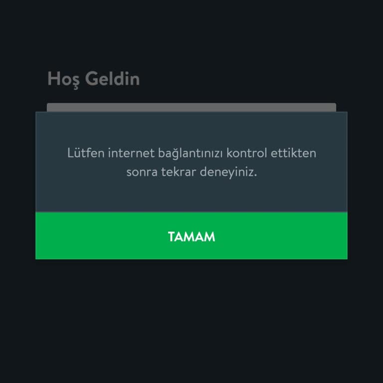 İnternet Bağlantısı Kontrol Uyarısı Nedeniyle İşlem Yapamama