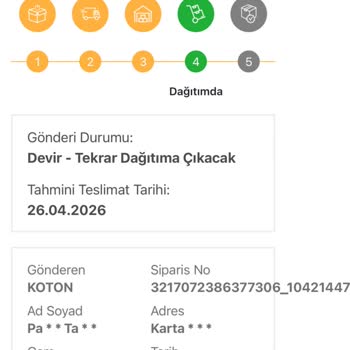 Bir Günde Kargo “Dağıtıma Çıktı” Olarak Görünmesine Rağmen Hala Tarafıma Teslim Edilmedi