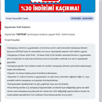 Domino's Pizza Yanıltıcı %30 İndirim Ve Saygısız Müşteri Temsilcisi