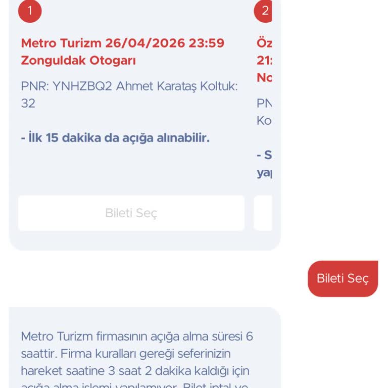 Obilet'te 6 Saat Önce Bilet Değişikliği İmkansız, Açık Bilete Çevirme Talebi