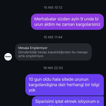 Yazkes Ne Ürün Gönderildi Ne De Tarafıma Herhangi Bir Bilgilendirme Yapıldı