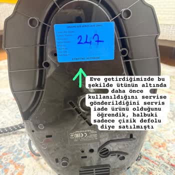 Tefal Açılmış ve Servis Görmüş Ütünün Çizik Bahaneleriyle Satılması ve İade Reddi