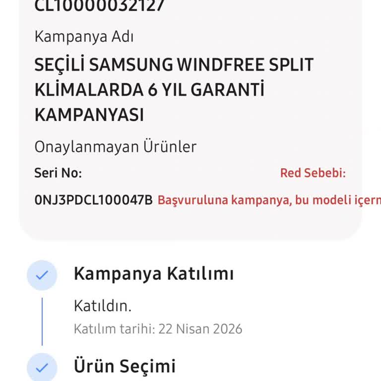 Kampanya Kapsamında Olmasına Rağmen Garanti Uzatması Red Edildi