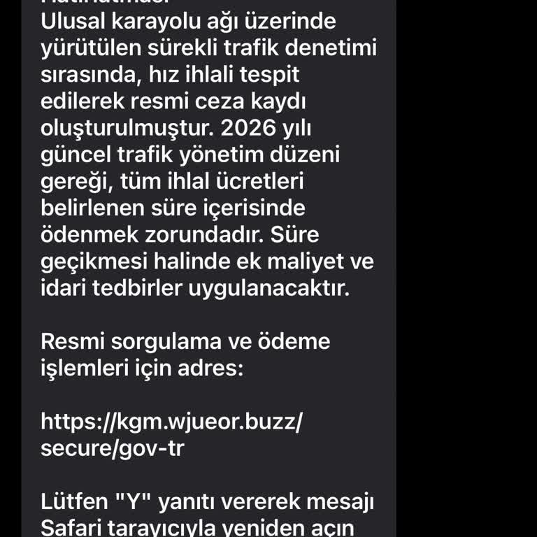 KGM İsimli Sahte Hız İhlali Bildirimi Ve Yasal İşlem Tehdidi