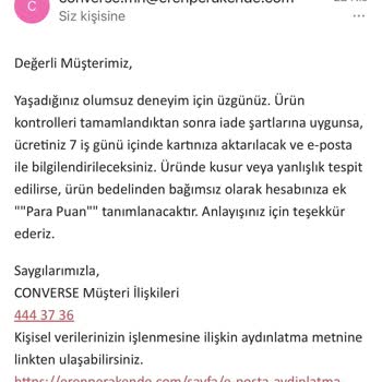 Converse Siparişinde Yanlış Ürün Ve Uzun Süreli İade Sorunu