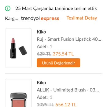 Kiko Allık Ürünü Kısa Sürede Parçalandı, Trendyol Yanıtsız