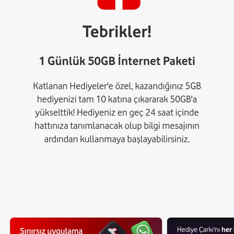 Vodafone Hediye Çarkı 50 GB İnterneti Tek Günle Sınırlamak Müşteriyi Aldatıyor