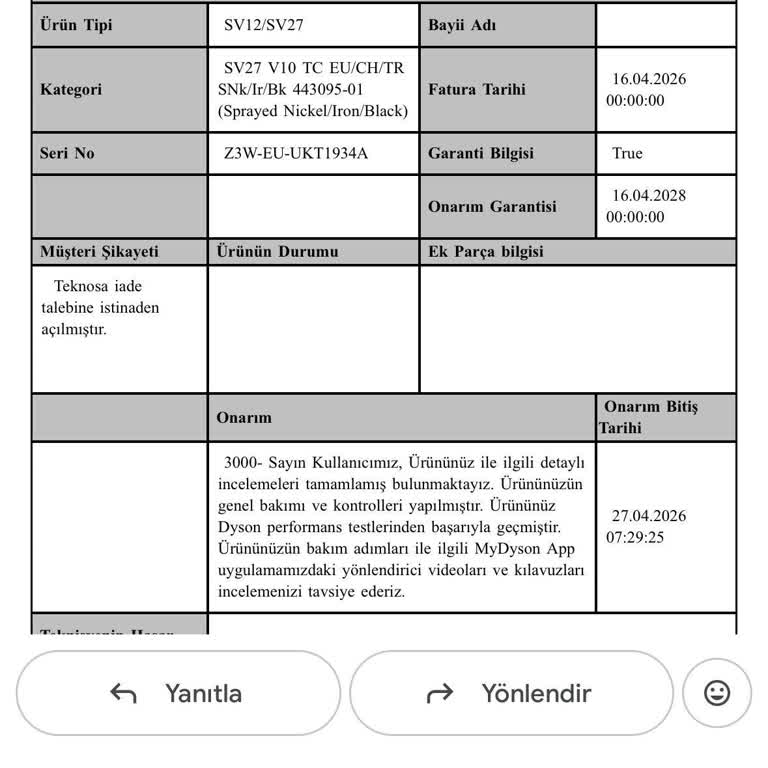 Dyson V10 İçin Eksik Mini Başlık Ve Yanıltıcı Satış Sonrası İade Reddi