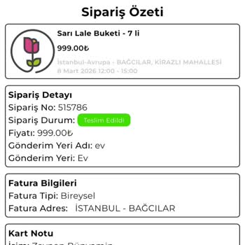 Teslim Edildi Olarak Gösterilen Çiçek Siparişi Gerçekleşmedi, İade Talebi