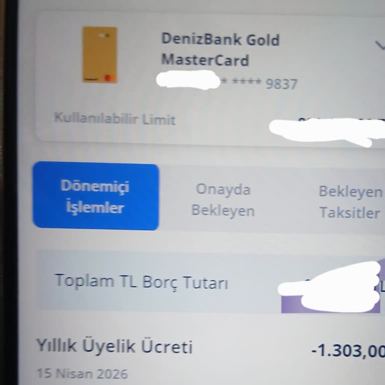 Denizbank 1.303 TL Kart Aidatı Tekrar Yansıtıldı, İade Reddi