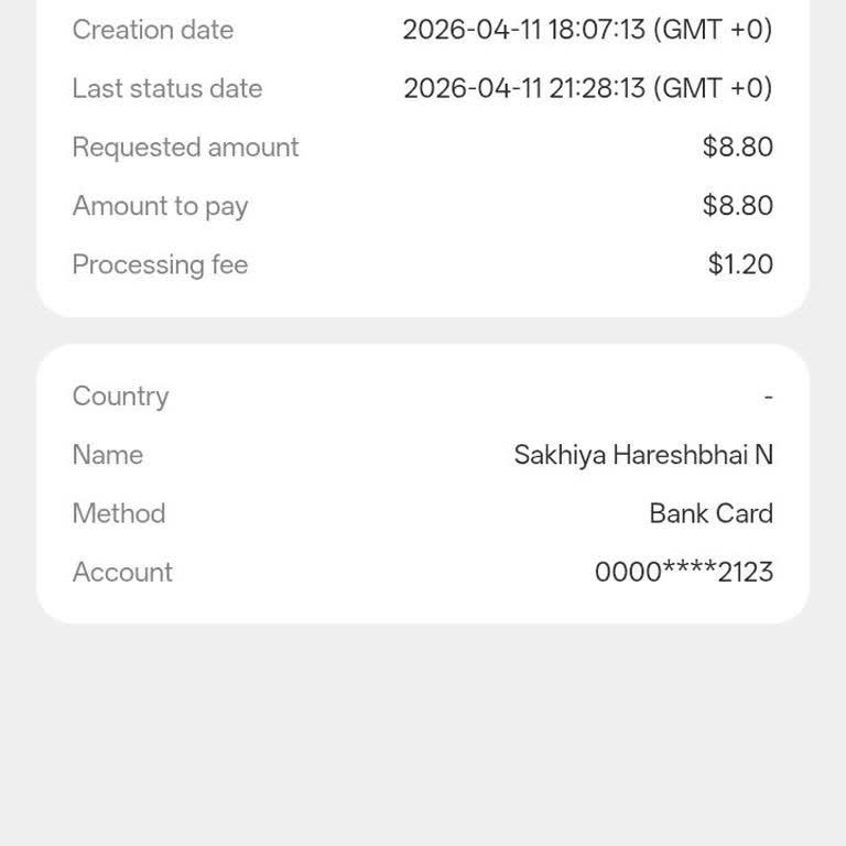 Chamet Shows $10 Withdrawal Done but Bank Never Credited