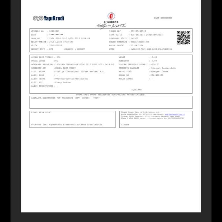 Havale İle Yatırdığım 530 TL Hesabımda Görünmüyor